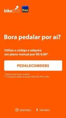 Plano Mensal Bike Itaú Gratuito