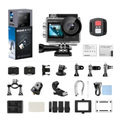 Câmera Esportiva Akaso BRAVE 4PRO, 4K / 30FPS, À prova d&#039;água, Touch Screen, Dual Screen, IPS, 