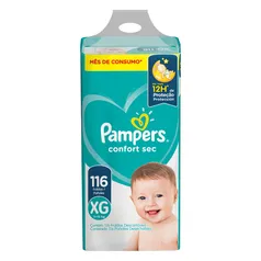 Fralda Descartável Infantil Confort Sec XG 11 a 15kg Pampers Pacote 116 Unidades