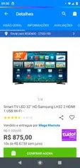 Smart TV LED 32” HD Samsung LH32 | R$875
