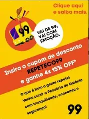 4 viagens com 15% OFF 99 POP (Apenas Goiânia)