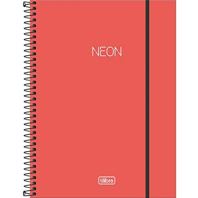 Caderno Espiral Capa Plástica Universitário 10 Matérias Neon Laranja 160 Folhas, Formato: 200mm x 27