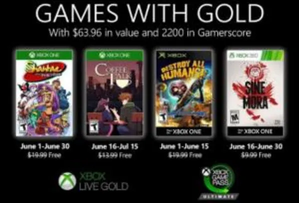 Grátis: Games With Gold do Mês de Junho de 2020 | Pelando