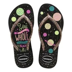 Chinelo Havaianas Kids Slim Fashion Brilho - Preto | R$16