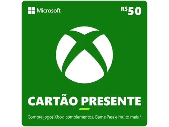 Cartão Presente Digital Xbox R$ 50,00