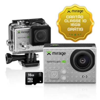 Câmera de Ação Sport HD Mirage 5MP Tela LCD 2" + Cartão 16GB Prata - R$74,50