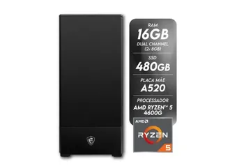 Computador Gamer AMD Ryzen 5 4600G 16GB (2x8GB) SSD 480GB Radeon Vega 7 CertoX Stream 1046