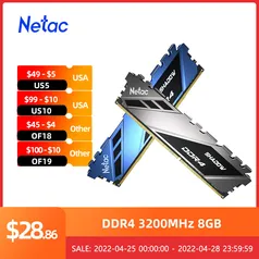 Memória ram DDR4 32GB (2x16GB) Netac