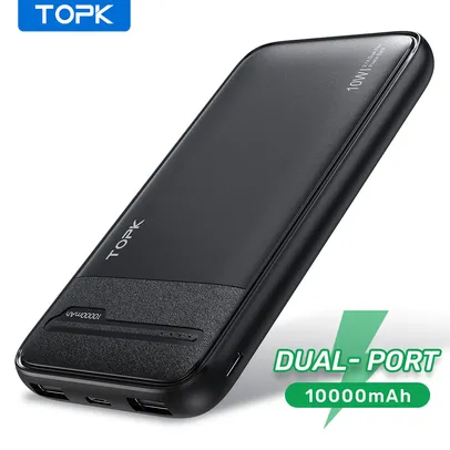 Topk i1016 power bank 10000mah carregador portátil powerbank | R$53