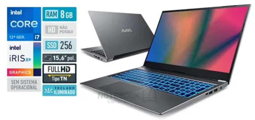 [SEM S.O] Notebook Avell B.On Lite New i7 - I7-1255u - M.2 FHD 