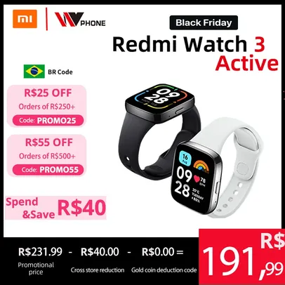 [GPay / Taxa / Moedas] Xiaomi Redmi Watch 3 Active