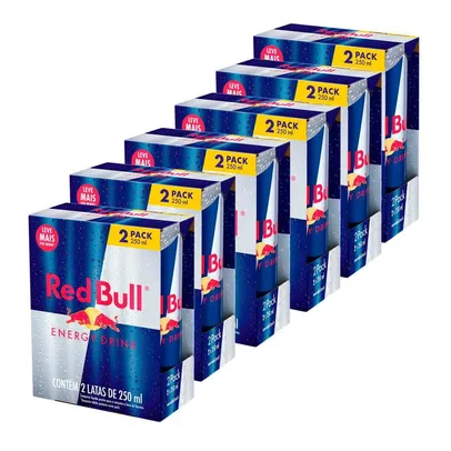 Kit 6 Energético Red Bull 2 Unidades 250ml cada Leve Mais Por Menos - 12 Latas