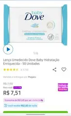 (Clube da Lu + MagaluPay R$6) Lenço Umidecido Dove Baby Hidratação Enriquecida - 50 unidades R$8