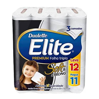 Papel Higiênico Elite Premium Folha Tripla Soft, 12 rolos