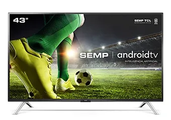 Smart TV LED 43'' Full HD Semp 43S5300, 2 HDMI 1 USB, Wi-Fi, Google Assistant, Controle Remoto Com Comando De Voz, Android