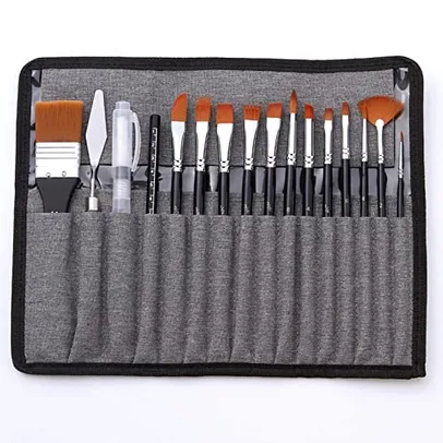 Artist Paint Brush Set Saco Pack com Raspador Aquarela Escova Caneta Nylon Cabelo Delicado Cabo de Madeira Pincéis Carry Canvas Case