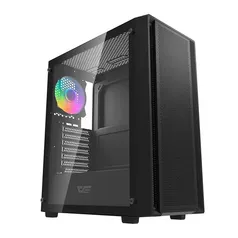 GABINETE GAMER AIGO DARKFLASH DK353, ARGB, MID-TOWER, LATERAL DE VIDRO, COM 4 FANS, PRETO, DK353-BK