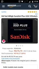Hd Ssd 480gb Sandisk Plus G26 535mb/s -R$277