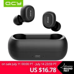 Fone de Ouvido Sem Fio QCY QS1 T1C Mini Dual V5.0 3D Som Estéreo c/ Microfone Duplo e Caixa de Carga R$82