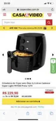 Air Fryer Cadence 3,2 Litros Cadence Super Light FRT550 127V | R$ 230