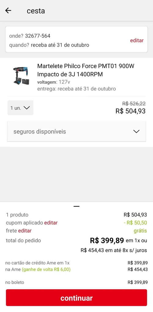 Imagem na descrição da promoção