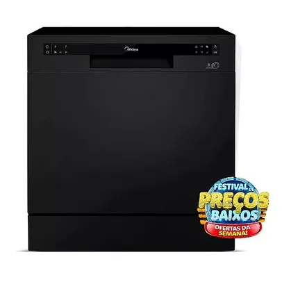 Lava-Louças Midea 8 Serviços Preta DWA08P1/DWA08P1 220V