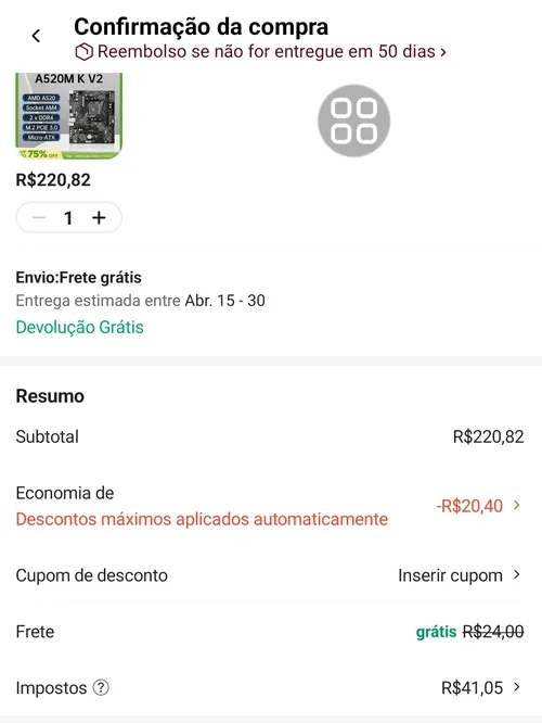 Imagem na descrição da promoção