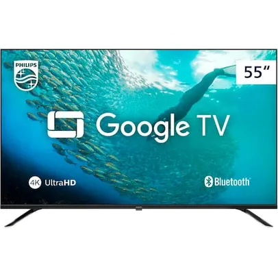 [1°Compra R$2069] Smart TV LED 55 Ultra HD 4K Philips 55PUG7019 com Google TV, Comando de Voz, Wi-Fi, Entradas HDMI e USB