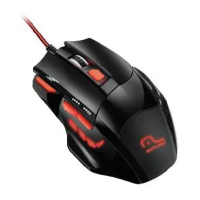 Mouse Gamer Multilaser 2400DPI 7 Botões Preto e Vermelho - R$27,90