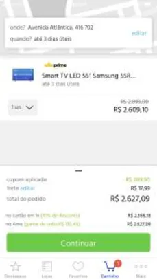 Smart TV LED 55" Samsung 55RU7100 Ultra HD 4K  por R$ 2348