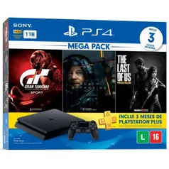 Console Playstation 4 Hits 1TB Bundle 10 - Gran Turismo + Death Stranding + The Last of Us - PS4