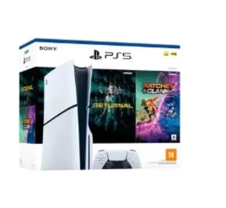 Console PlayStation 5 Slim Sony, SSD 1TB, Com Controle Sem Fio DualSense, Branco + 2 Jogos - 1000038899