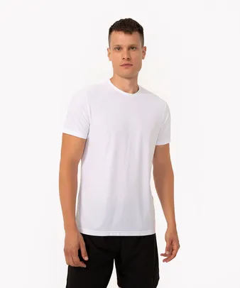 camiseta de poliamida manga curta gola redonda esportiva ace performance branco