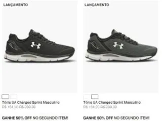 2 pares do Tênis UA Charged Sprint Masculino - R$247