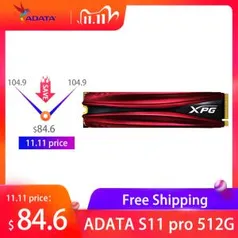 SSD ADATA XPG GAMMIX S11 Pro 512Gb R$ | R$ 502