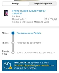 iPhone 11 Apple 128GB Preto 6,1” 12MP iOS