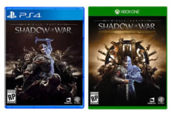 Terra Média Sombras da Guerra - Xbox One e PS4 - R$134,91