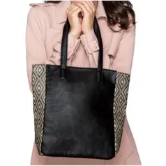 BOLSA MACY TOTE BAG PRETA ESTAMPADA