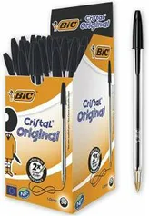 Caneta Esferográfica Bic Cristal Dura+ Clássica - Preta - 50 unidades