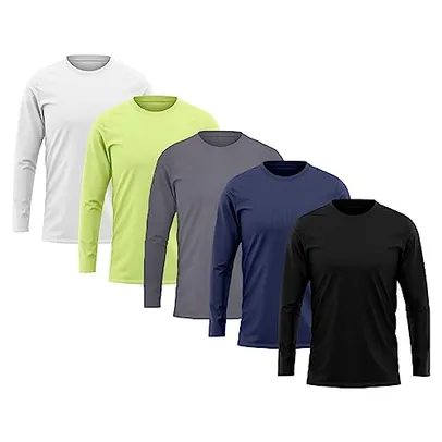 Kit 5 Camisetas Masculina Manga Longa Térmica Proteção Solar UV Dry Fit Segunda Pele, Tamanho G