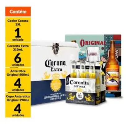[ Empório da Cerveja ] Kit Cooler Corona + 4 Original 600ml + 4 copos Original + 6 Coronitas 210ml