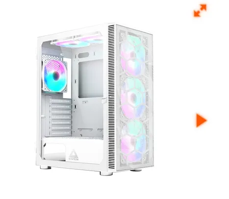 Gabinete Gamer Montech x3 MESH, Mid Tower, White, ATX, Com 6 Fans Rainbow, Vidro Temperado, X3 MESH (W)