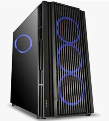 [App | Prime] Gabinete Mid-Tower Atmos Preto com 4 Fans 120Mm Led Azul | R$282