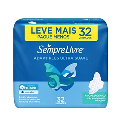 [REC] Absorvente Externo Adapt Plus com Abas, Sempre Livre, 32 Unidades