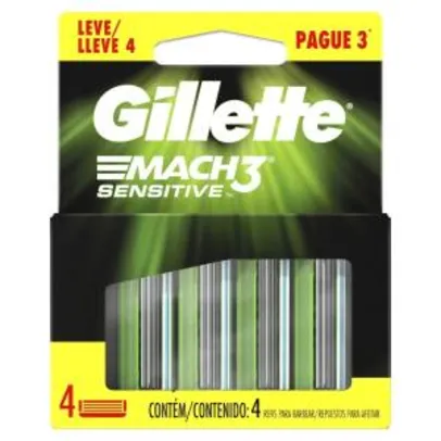 Carga para Aparelho de Barbear Gillette Mach3 leve 4 pague 3 | R$39