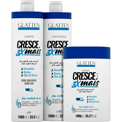 Glatten Professional Cresce 3X Mais - Kit MinoxiHair Trio (3 Produtos)