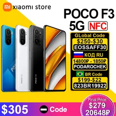 POCO F3 5G 128GB Smartphone Snapdragon 870 Octa Core 6.67 | R$1.553