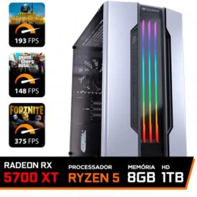 Pc Gamer T-General Lvl-7 Amd Ryzen 5 3600 / Radeon NAVI RX 5700 XT 8GB / DDR4 8GB / HD 1TB / 600W | R$5.919