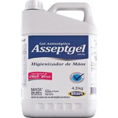 Álcool em gel 70% para mãos antisséptico 4,3kg Asseptgel | R$ 70