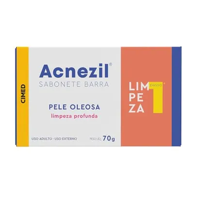 [Rec/Leve + Pague - R$7,37]  Acnezil Sabonete em Barra para Pele Oleosa 70g